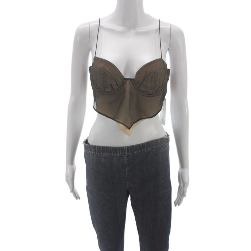 NBD Women Corset Top Beige Sleeveless Sweetheart Hook & Eye Polyester Size S
